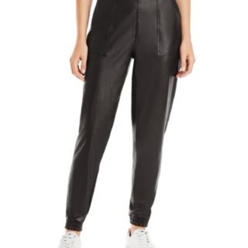 SPANX Black Faux Leather Joggers
